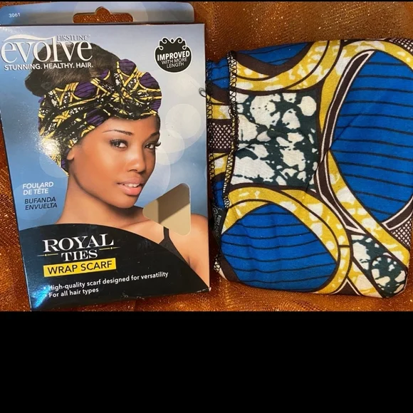 NWT Firstline Evolve Royal Ties Wrap Head Scarf Yellow and Blue Patterned - Picture 10 of 12